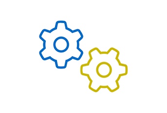 Blue and yellow gears