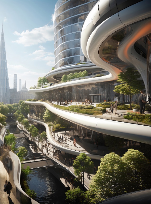 3D illustration of a futuristic city