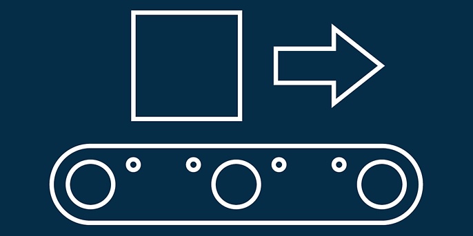 Icon Fließband mit Paket
