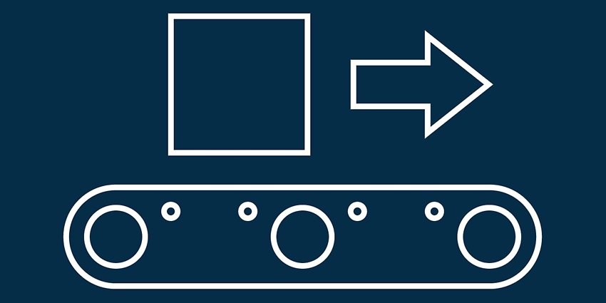 Icon Fließband mit Paket