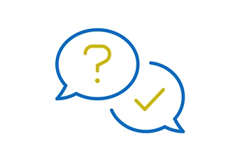 Blue Speech bubbles with yellow question and exclamation marks