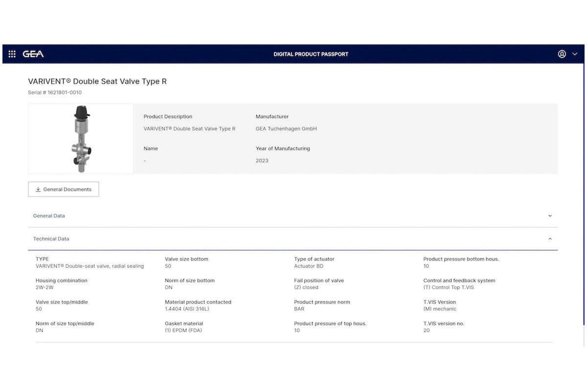 Digital type label with detailed information and machine-specific data