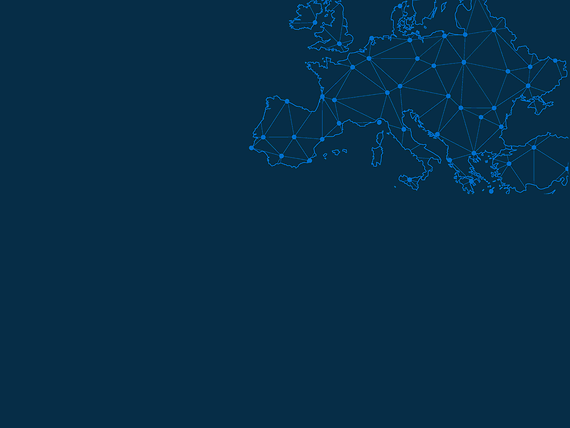 Blaue Fläche mit Umrissen einer Europakarte