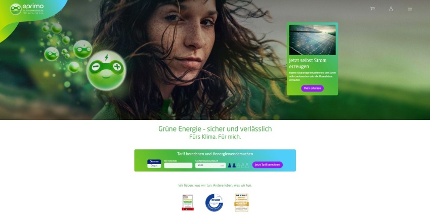 Nutzerzentrierter Online-Auftritt von eprimo