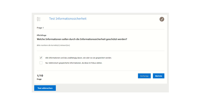 Multiple-Choice-Test mit Frage und zwei Antwortmöglichkeiten Multiple-Choice-Test mit Frage und zwei Antwortmöglichkeiten