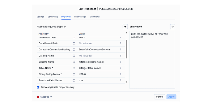 Processor PutDatabaseRecord Processor PutDatabaseRecord