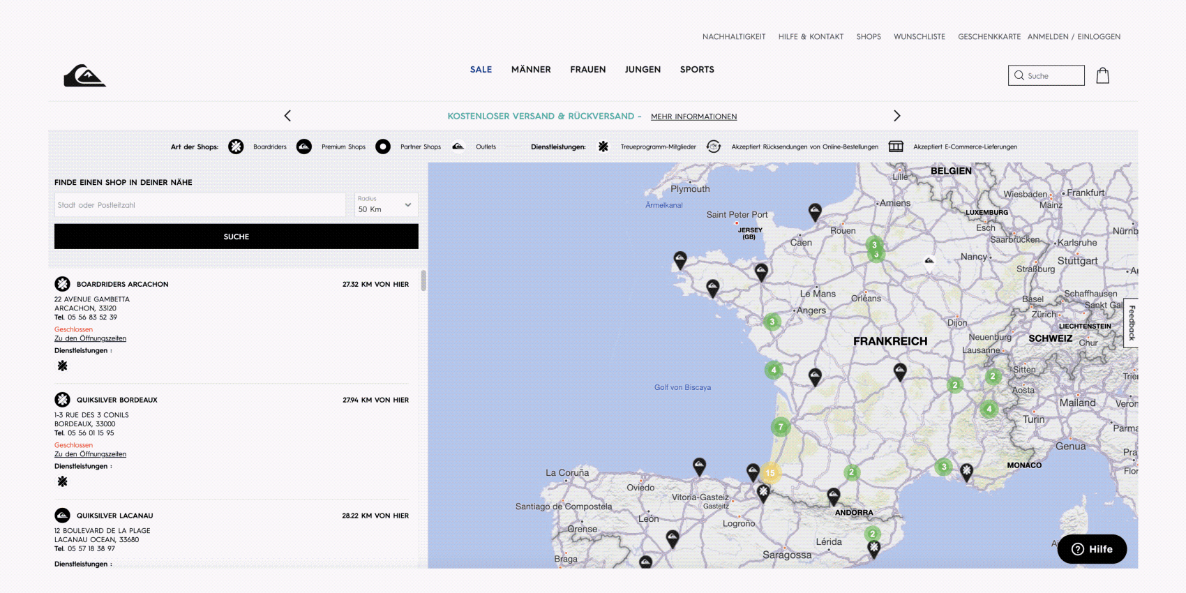Karte Boardrider Locations