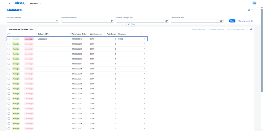 Lageraufträge zuweisen