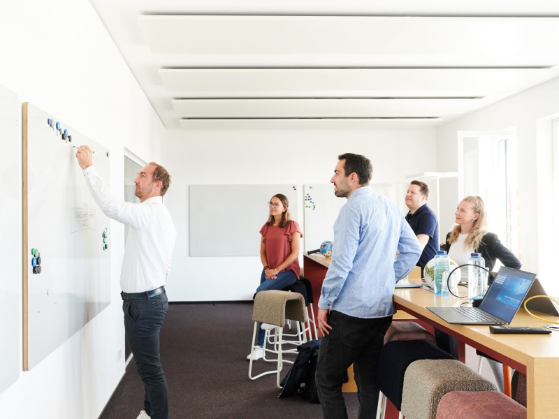 Employees during a presentation
