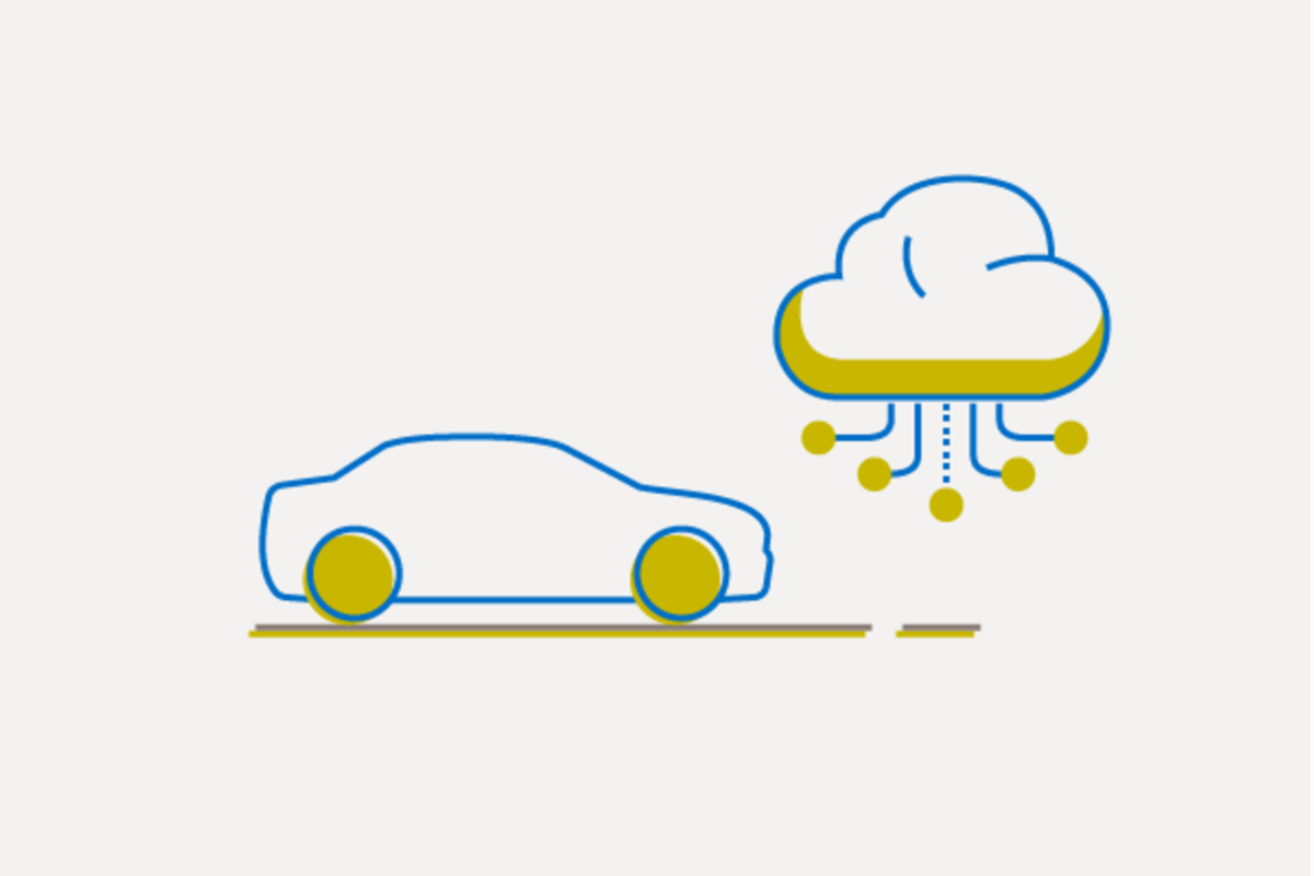 Illsutration Auto mit einer Wolke