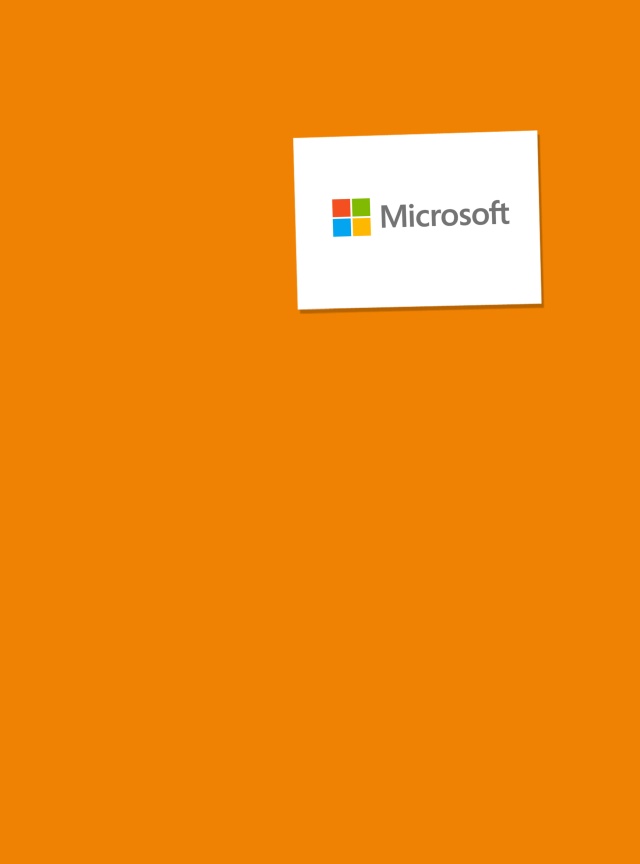 Orangener Hintergrund mit Microsoft-Logo